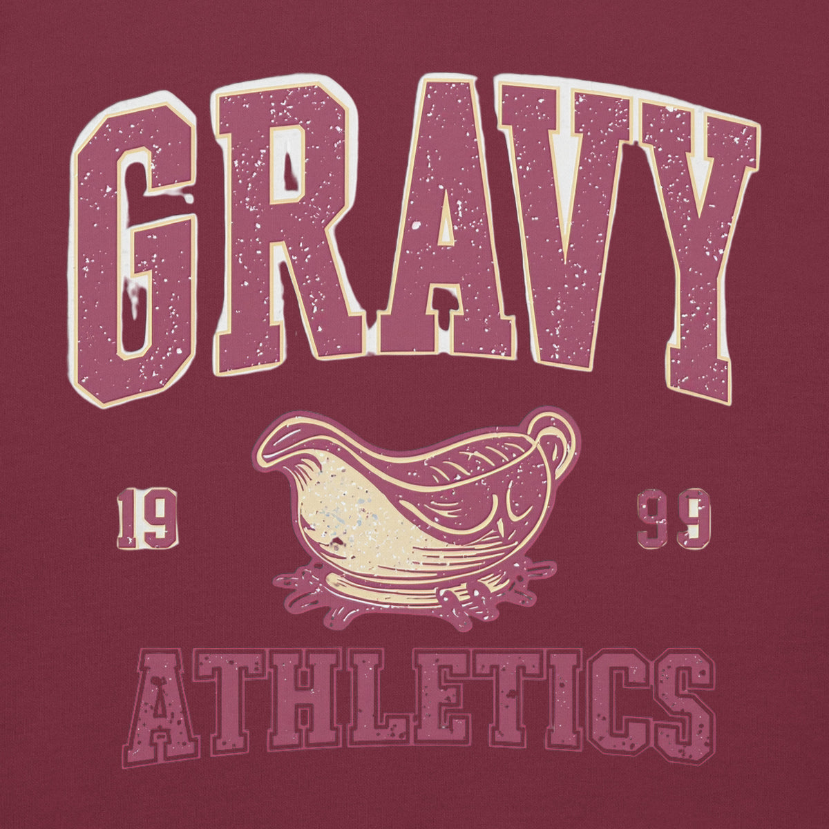 Back/detail view of Gravy Athletics Vintage Varsity Unisex Hoodie graphic hoodie