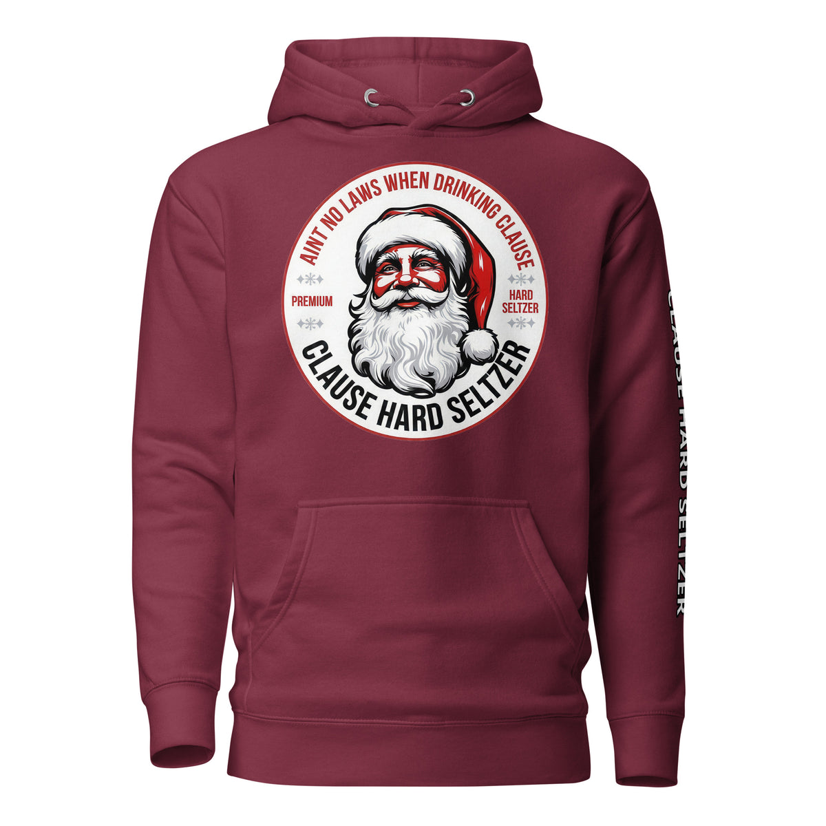 Back/detail view of Clause Hard Seltzer Hoodie – Unisex Premium Pullover graphic hoodie