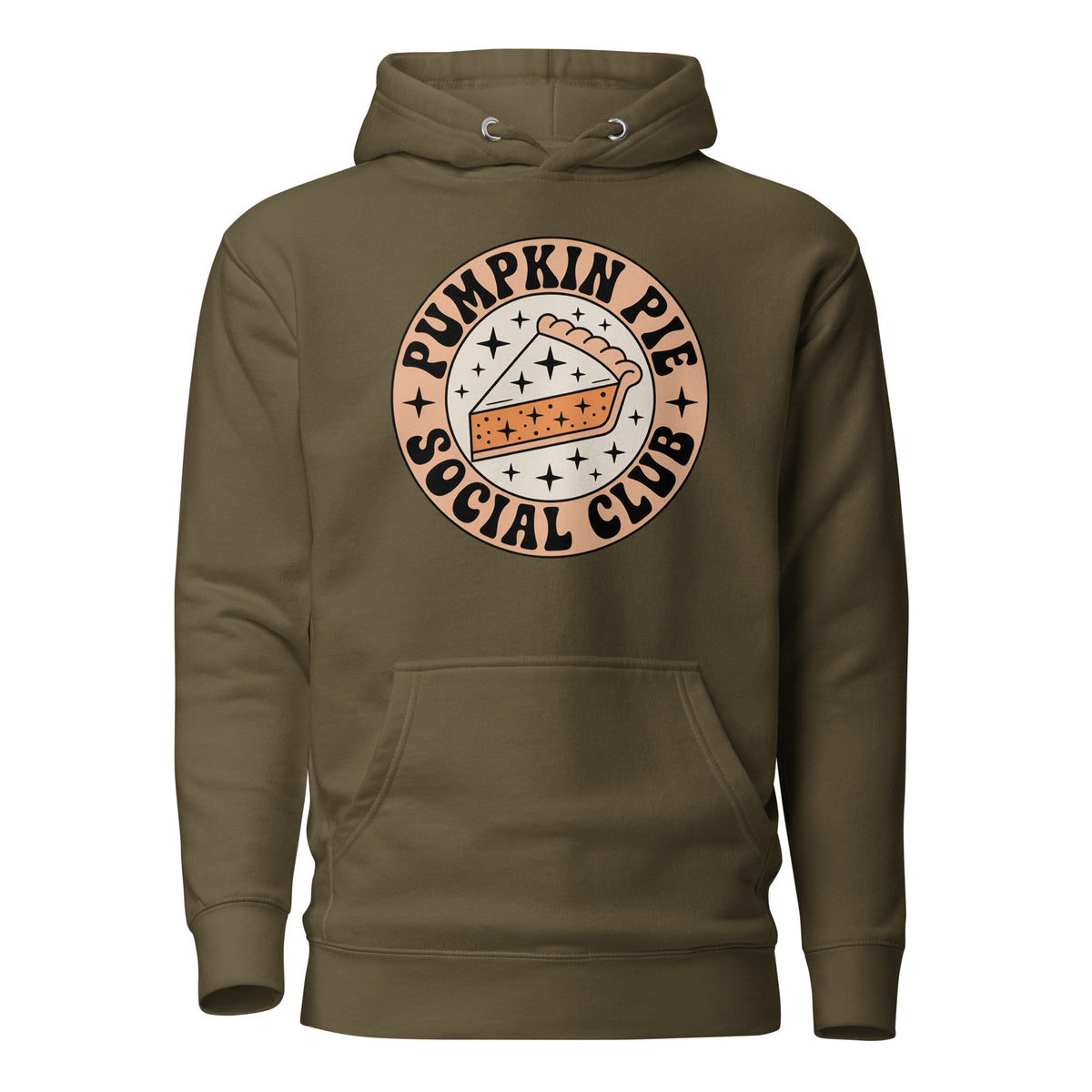 Back/detail view of Pumpkin Pie Social Club Hoodie – Premium Unisex Pullover graphic hoodie