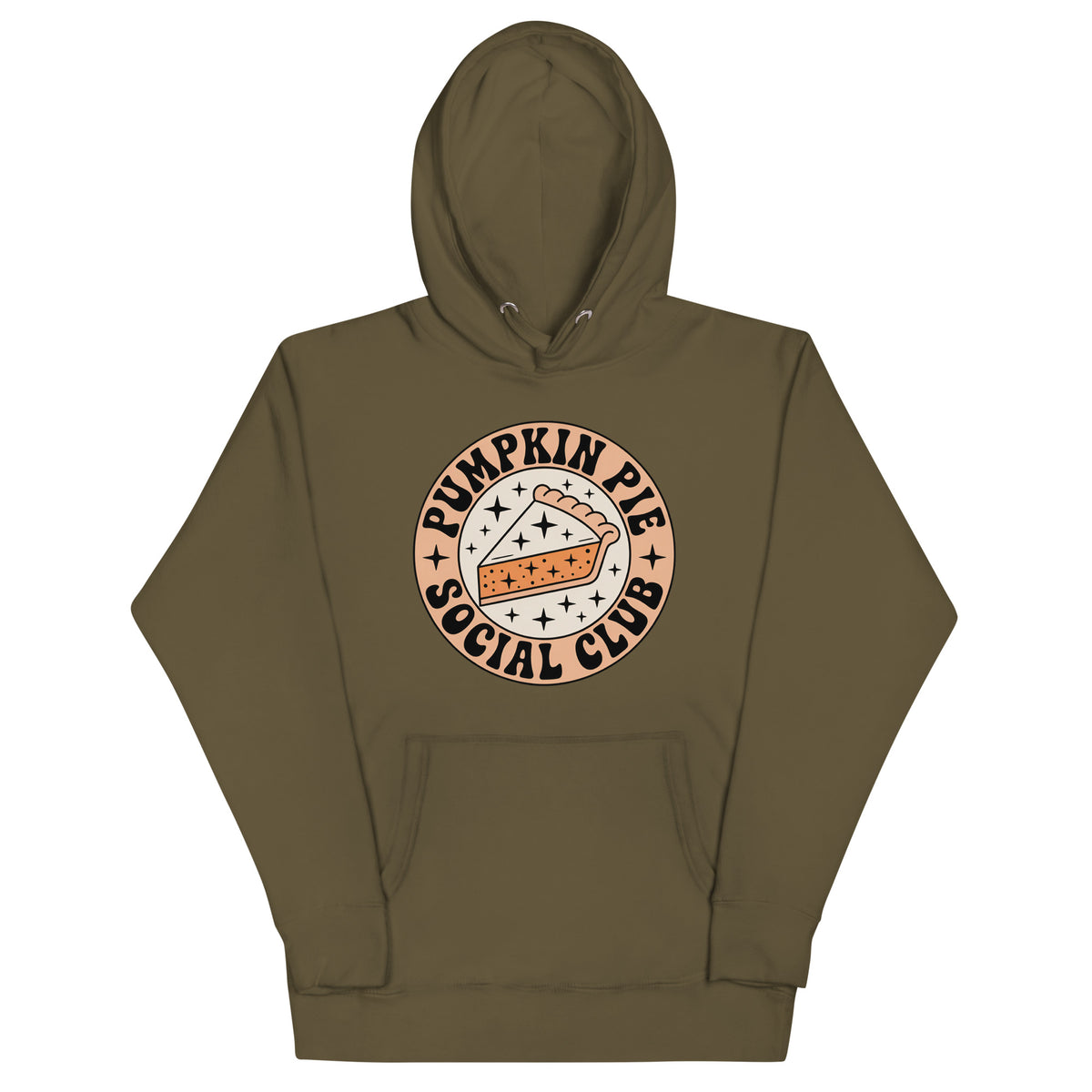 Back/detail view of Pumpkin Pie Social Club Hoodie – Premium Unisex Pullover graphic hoodie