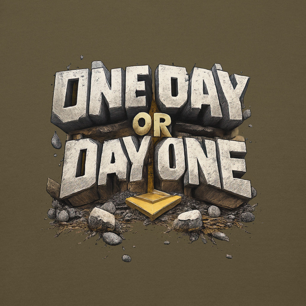 Back/detail view of One Day or Day One – Premium Unisex Pullover Hoodie (Motivation Quote) graphic hoodie