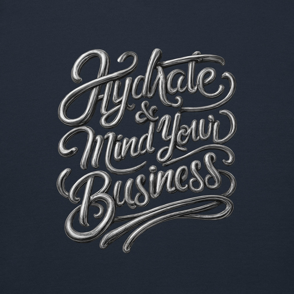 Back/detail view of Hydrate & Mind Your Business – Premium Unisex Pullover Hoodie (Clean graphic hoodie