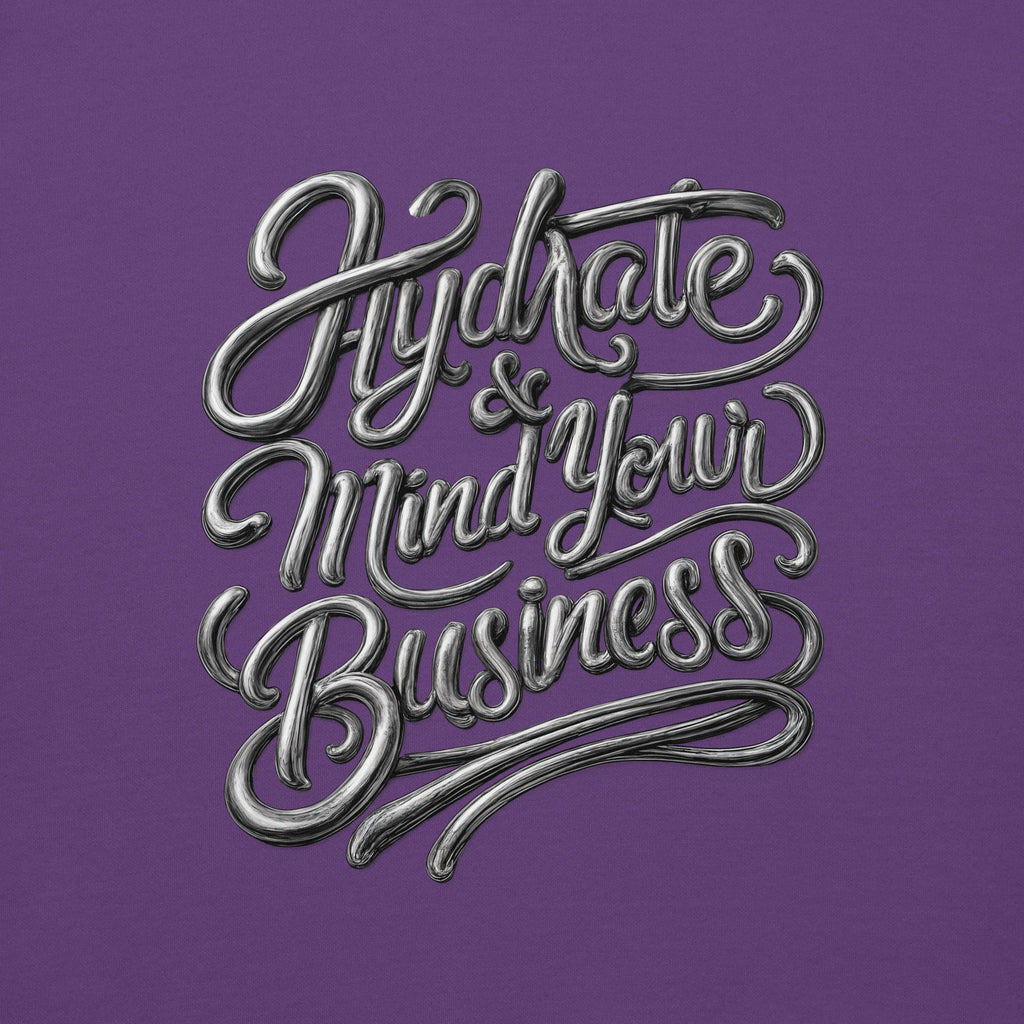 Back/detail view of Hydrate & Mind Your Business – Premium Unisex Pullover Hoodie (Clean graphic hoodie