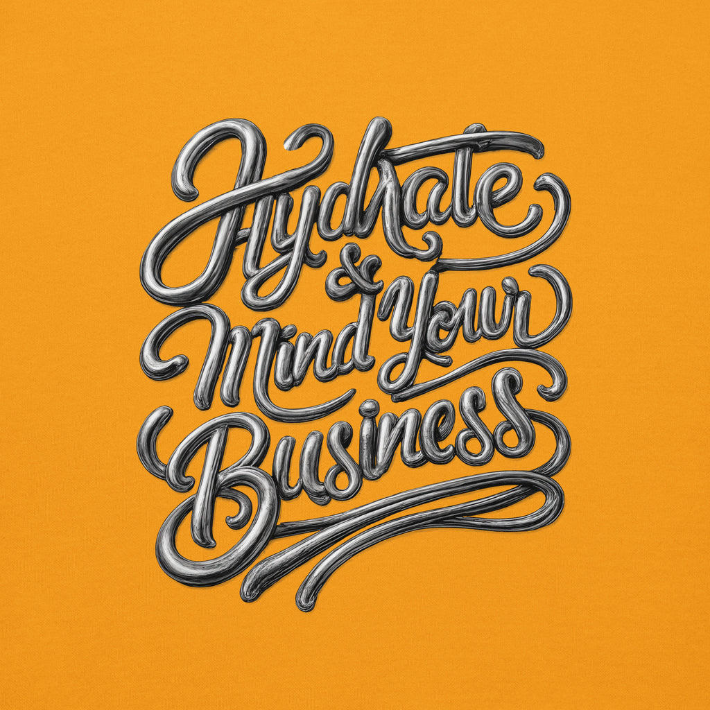Back/detail view of Hydrate & Mind Your Business – Premium Unisex Pullover Hoodie (Clean graphic hoodie