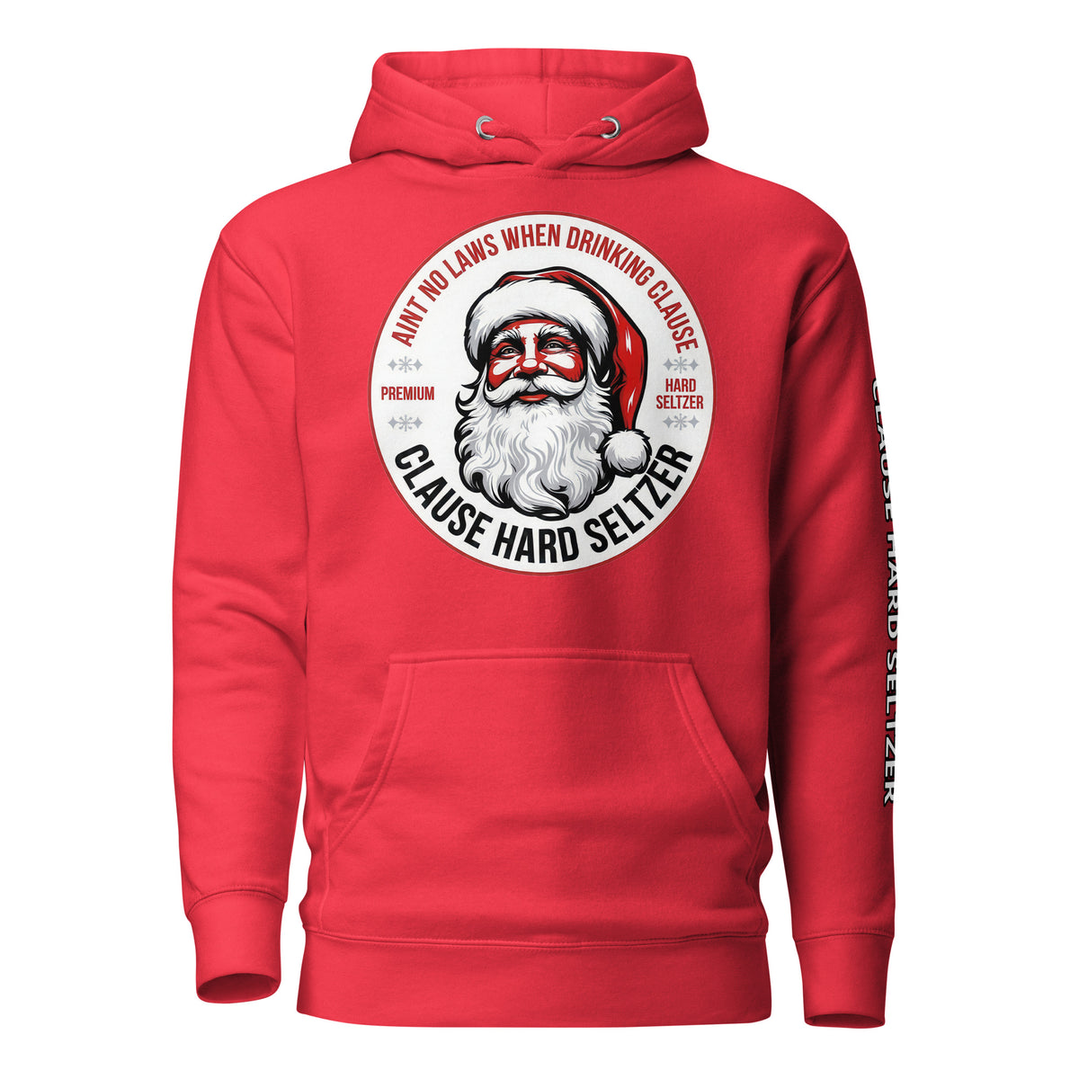 Back/detail view of Clause Hard Seltzer Hoodie – Unisex Premium Pullover graphic hoodie