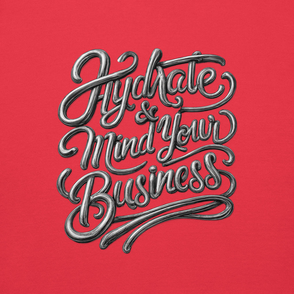 Back/detail view of Hydrate & Mind Your Business – Premium Unisex Pullover Hoodie (Clean graphic hoodie
