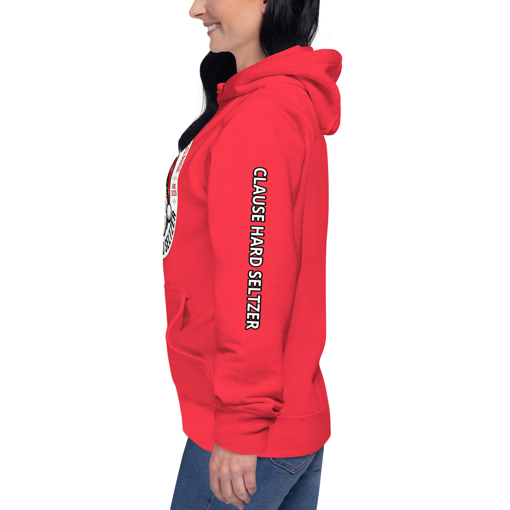 Back/detail view of Clause Hard Seltzer Hoodie – Unisex Premium Pullover graphic hoodie