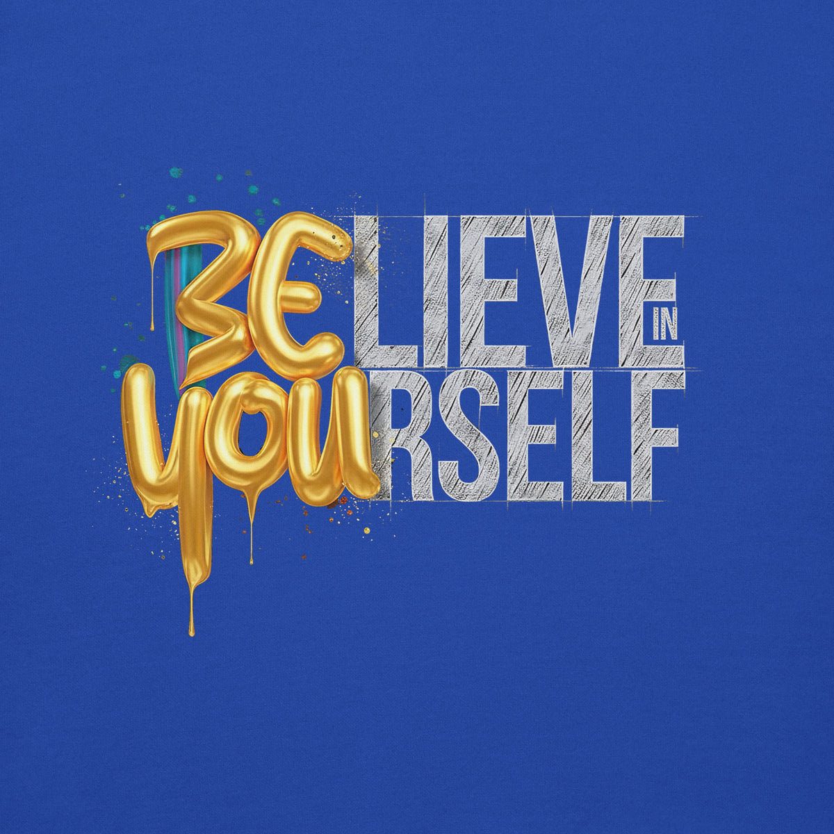 Back/detail view of Believe in Yourself – Adult Unisex Pullover Hoodie (Motivational graphic hoodie