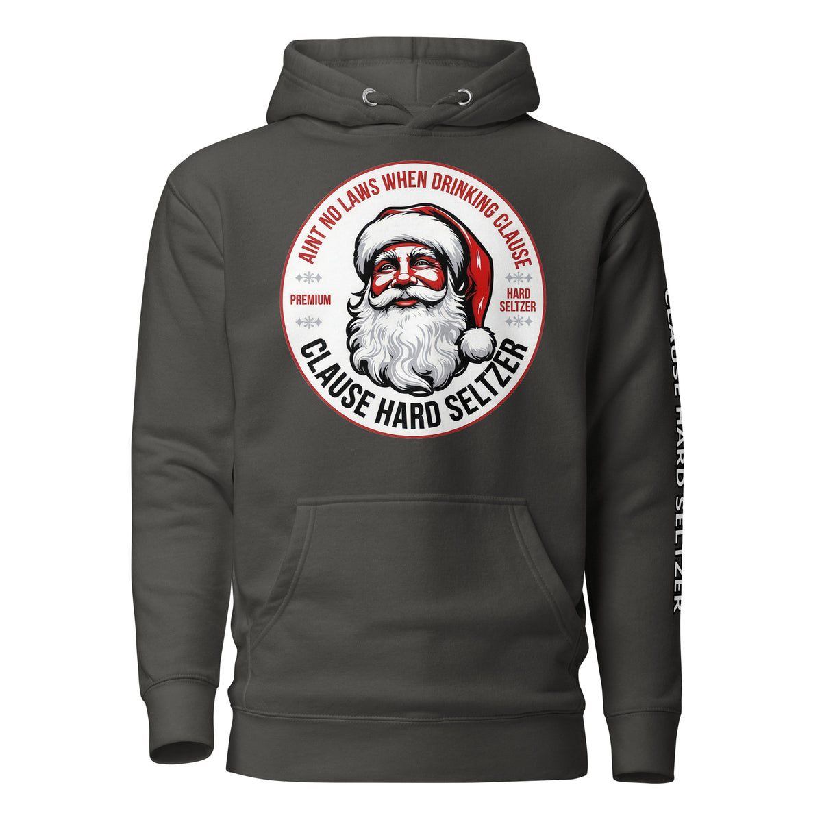Back/detail view of Clause Hard Seltzer Hoodie – Unisex Premium Pullover graphic hoodie