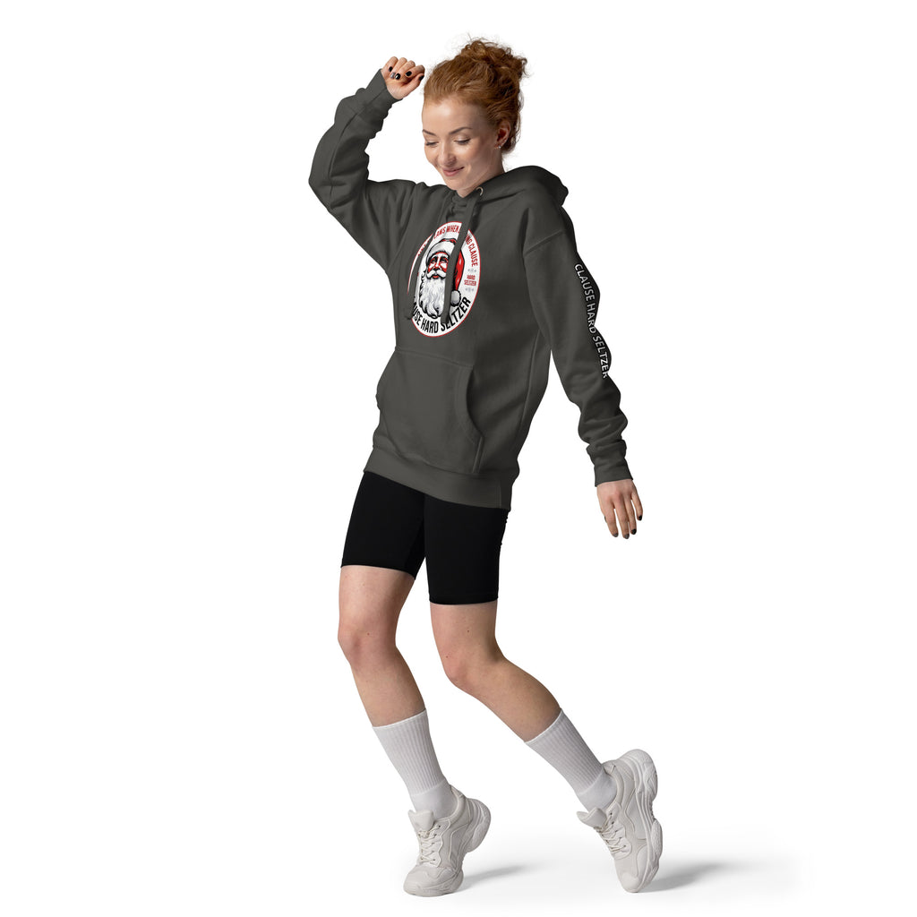 Back/detail view of Clause Hard Seltzer Hoodie – Unisex Premium Pullover graphic hoodie