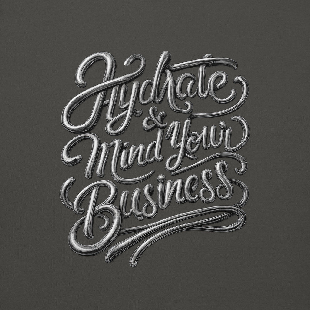 Back/detail view of Hydrate & Mind Your Business – Premium Unisex Pullover Hoodie (Clean graphic hoodie