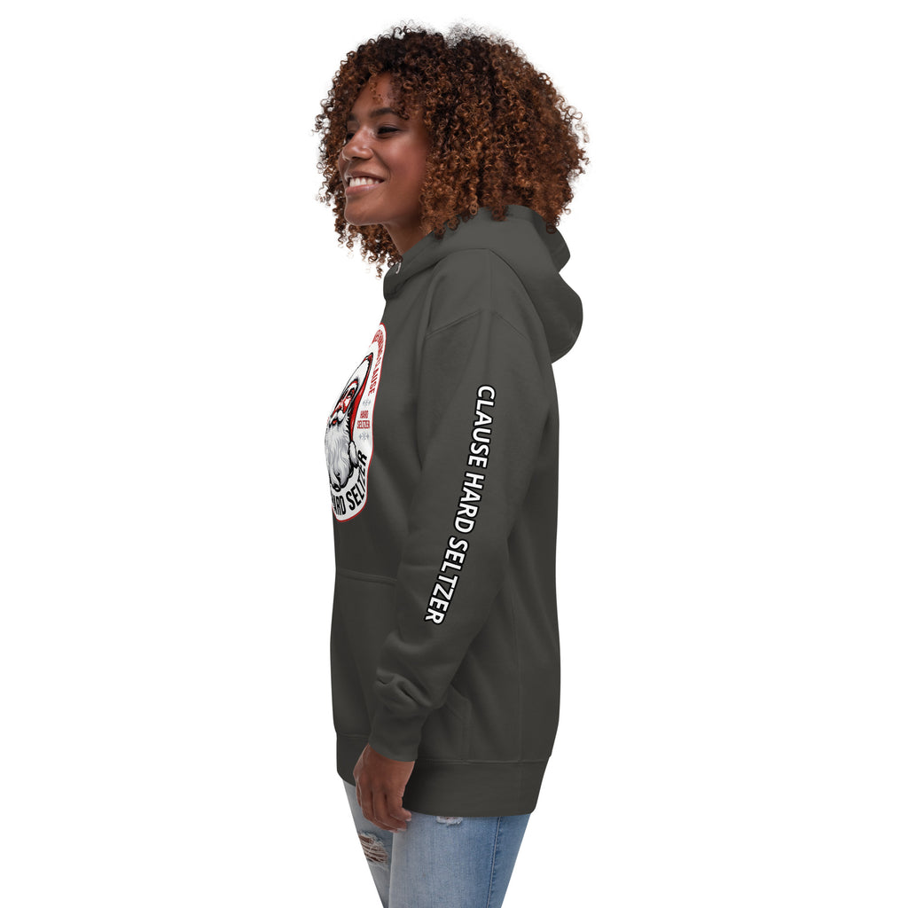 Back/detail view of Clause Hard Seltzer Hoodie – Unisex Premium Pullover graphic hoodie