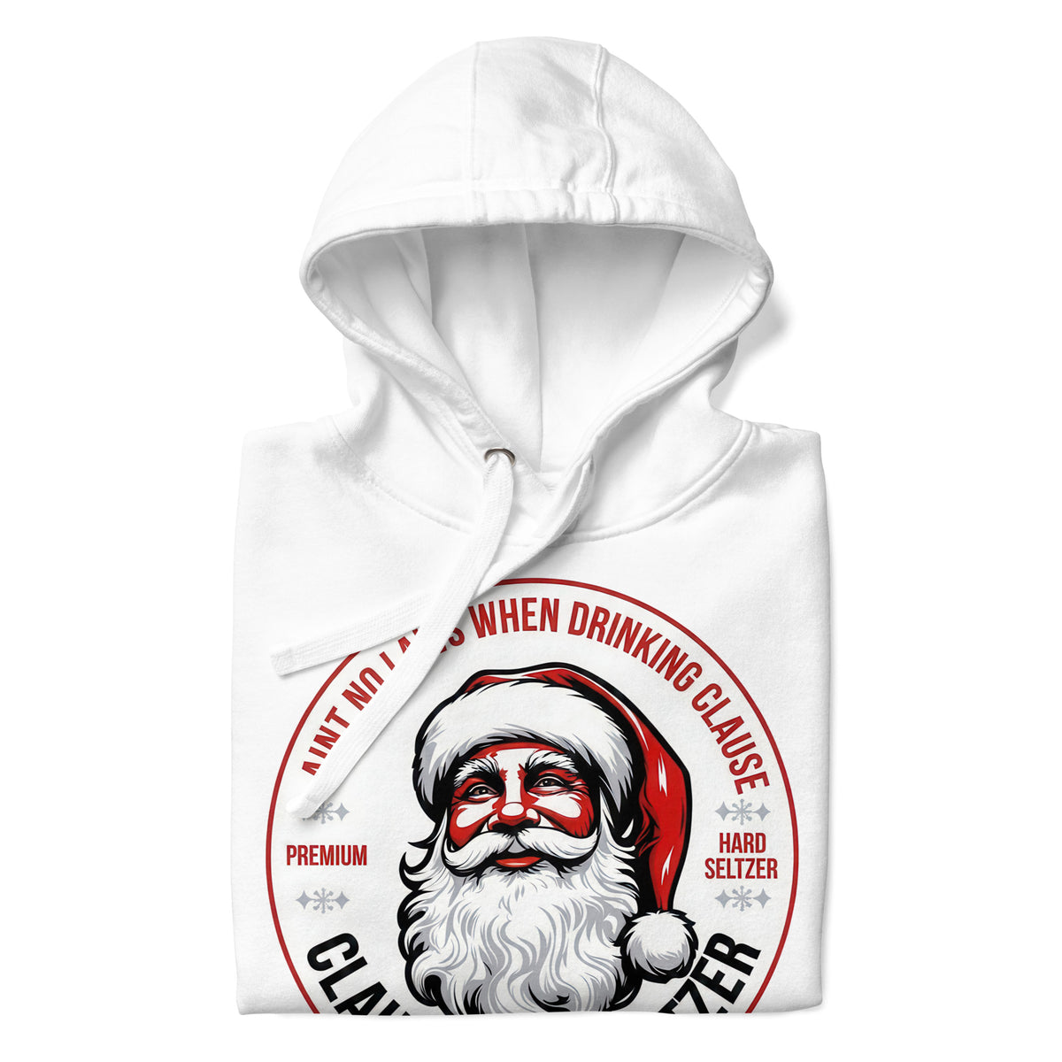 Back/detail view of Clause Hard Seltzer Hoodie – Unisex Premium Pullover graphic hoodie