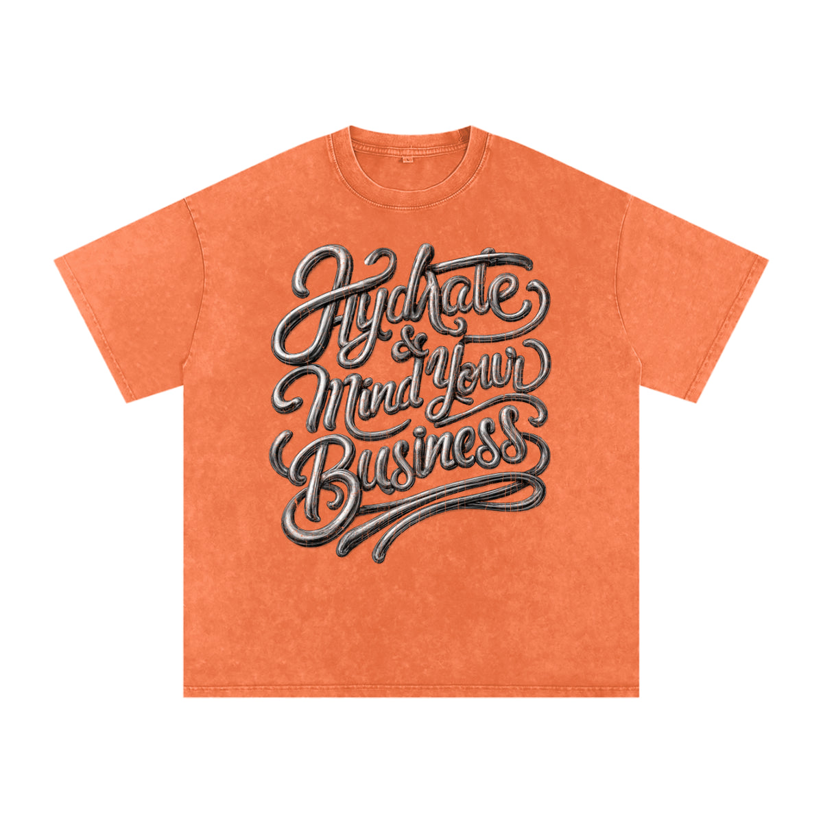 Hydrate & Mind Your Business Distressed Oversized Snow Wash Tee