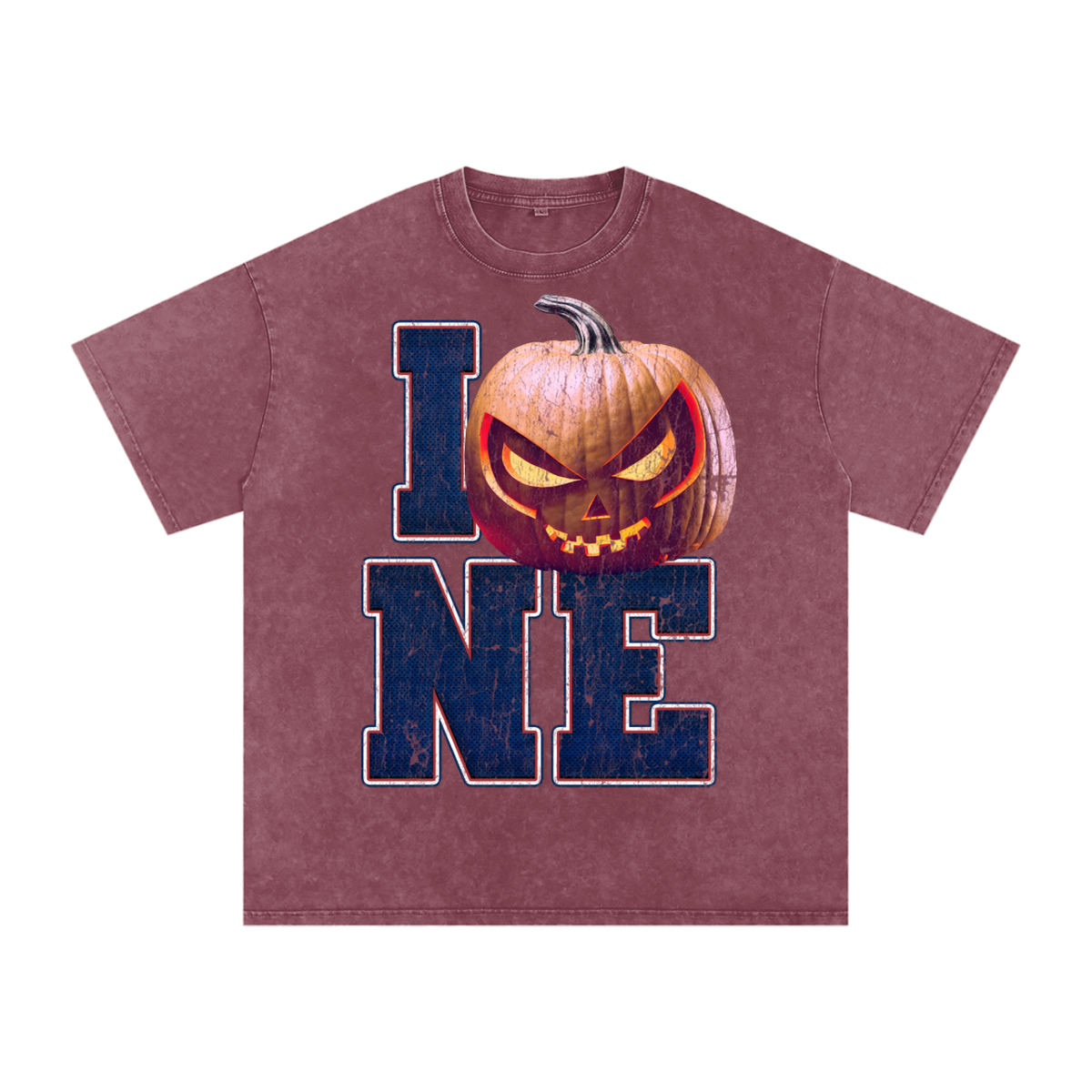 I NE Pumpkin — New England Halloween Oversized Distressed Tee (90s Bootleg)