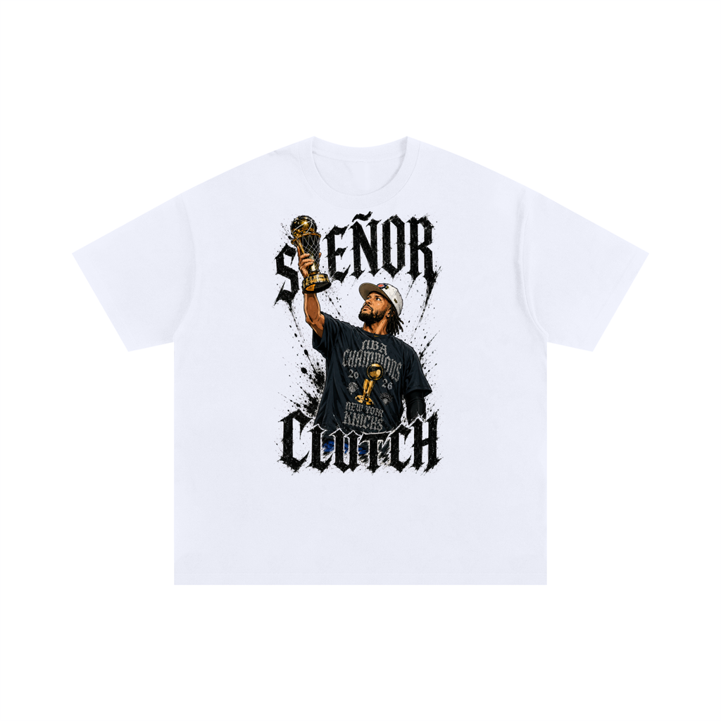 Front/product view of Señor Clutch New York Basketball Unisex Oversized Cotton T-Shirt graphic T-shirt