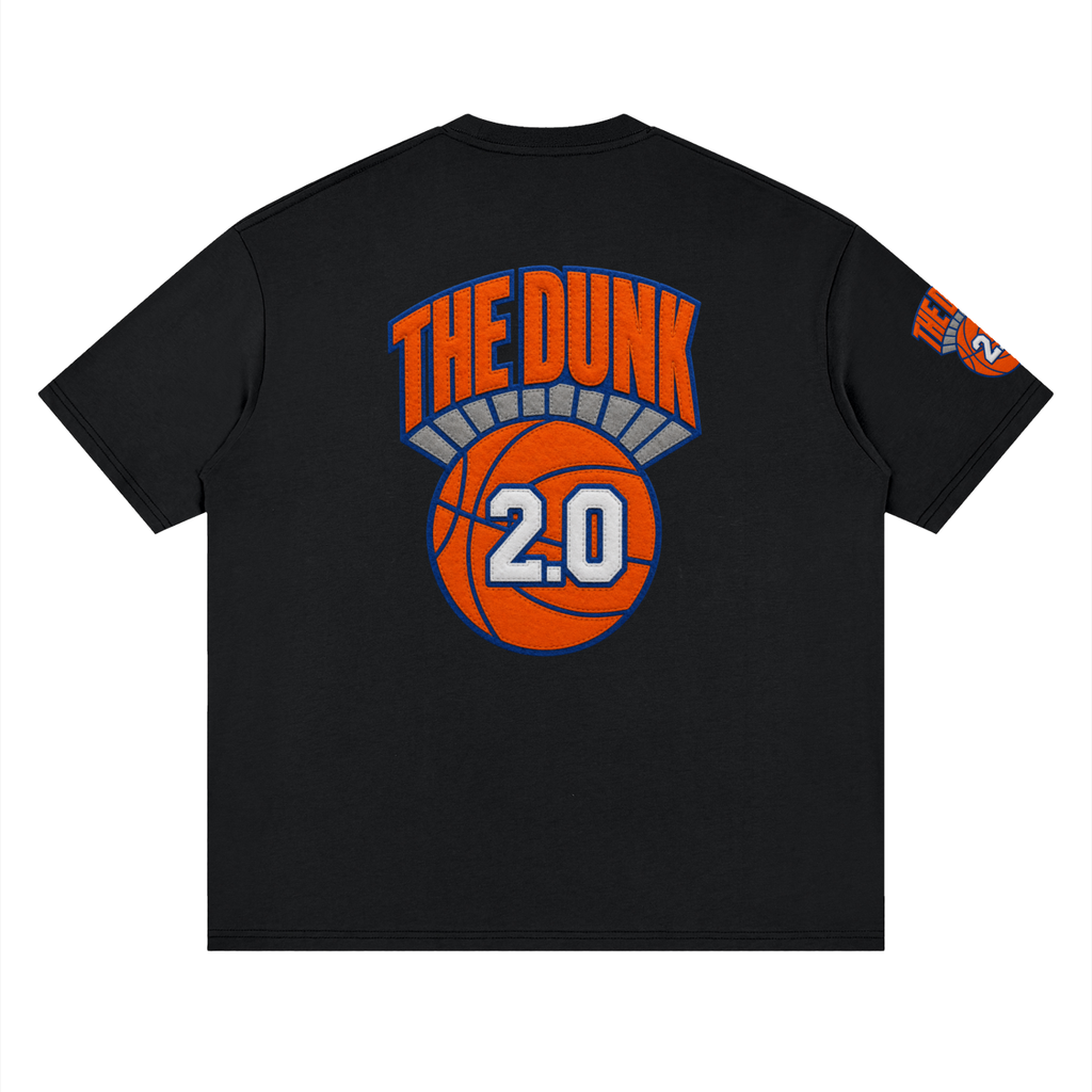Back/detail view of The Dunk 2.0 Vintage NYC Basketball Puppet Art Tee graphic T-shirt