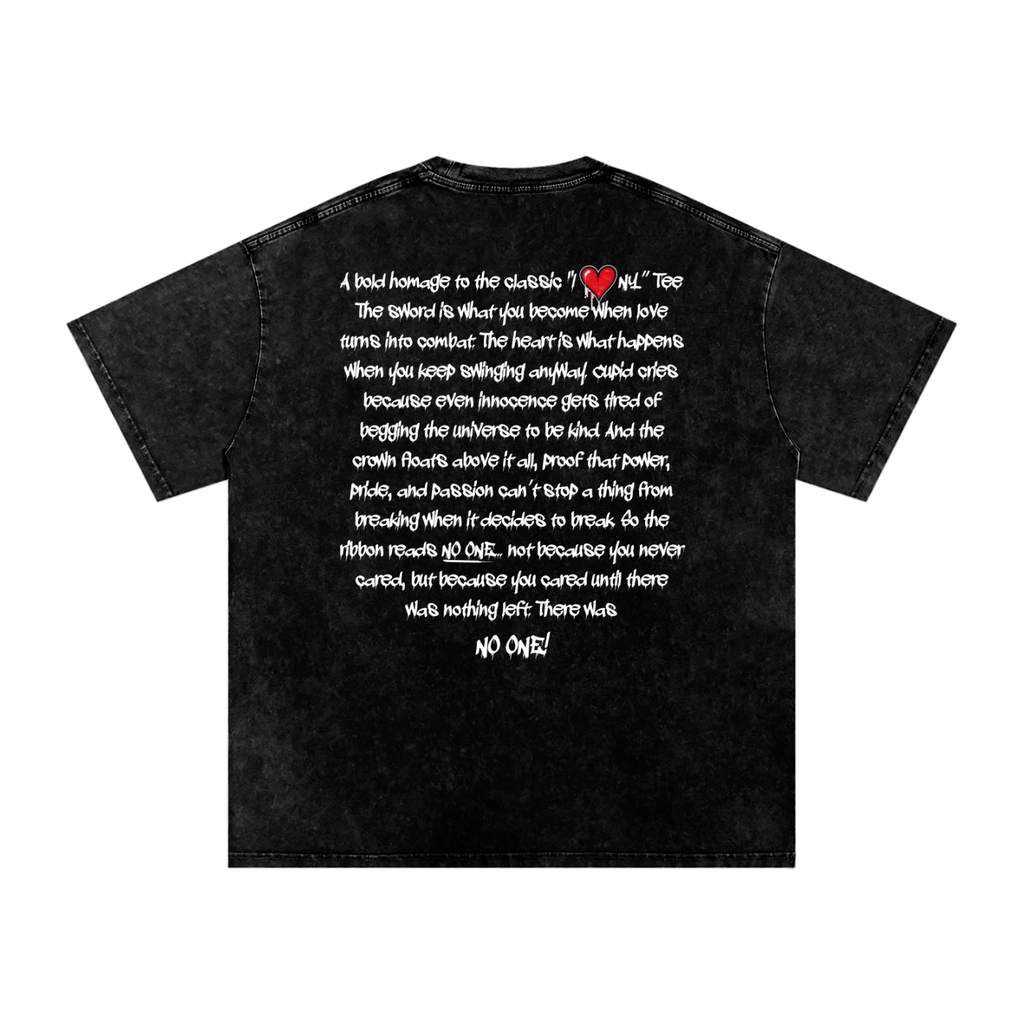 Back/detail view of I ❤️ … NO ONE — Dark Renaissance x Street Graffiti Distressed graphic T-shirt