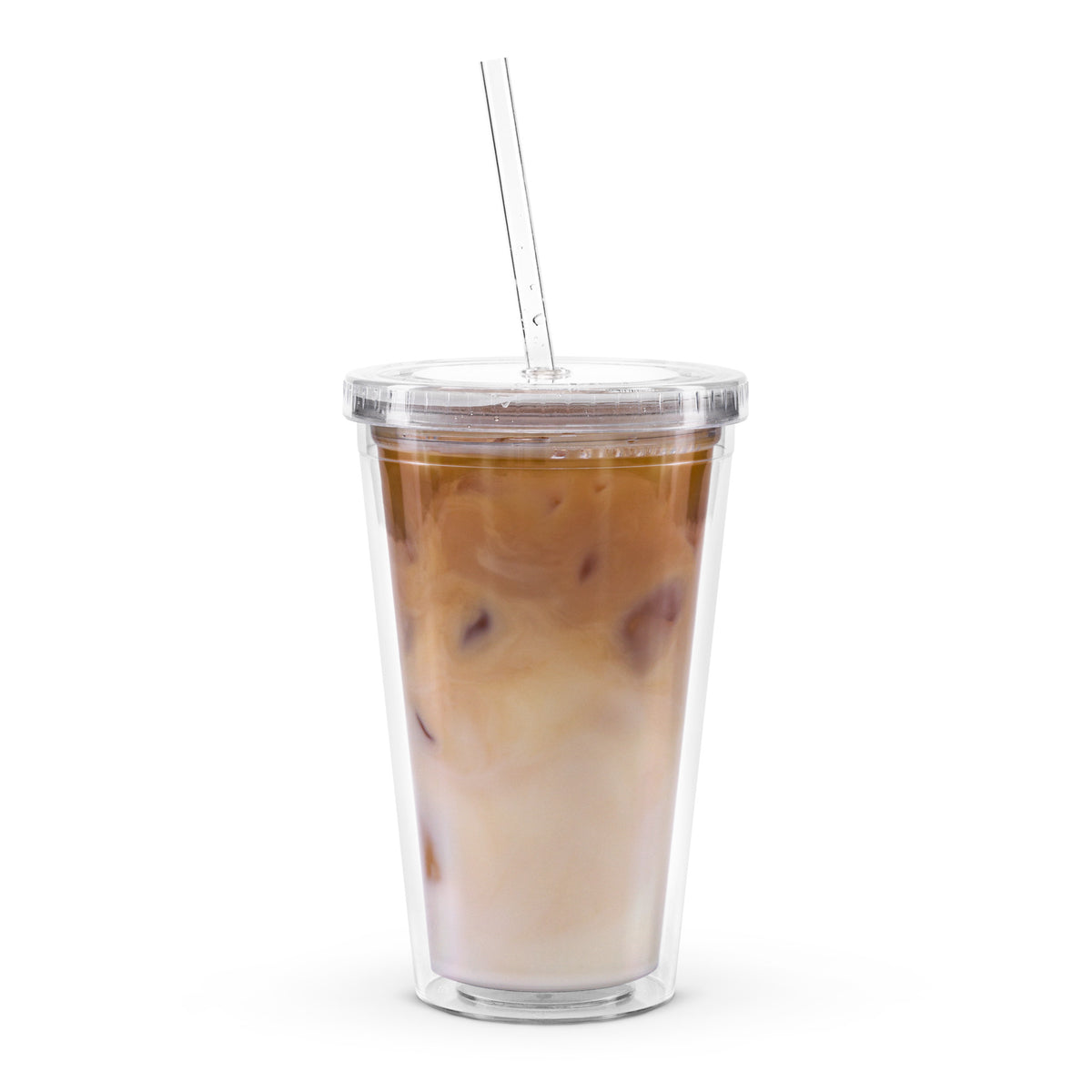 Back/detail view of Give Thanks Tumbler – 16 oz Insulated Clear Cup with Straw tumbler