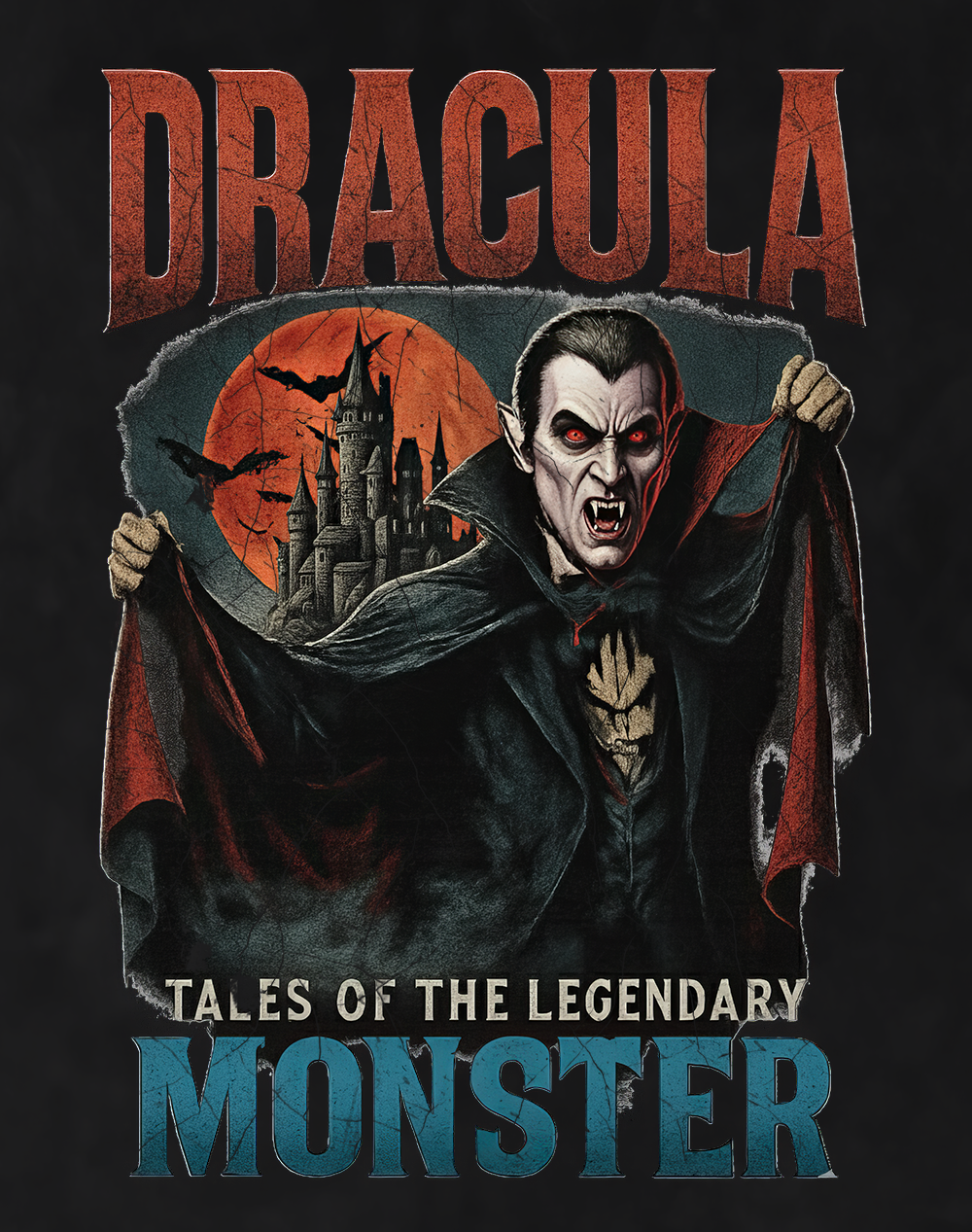 Back/detail view of Dracula 90s Bootleg Vintage Oversized T-Shirt graphic T-shirt