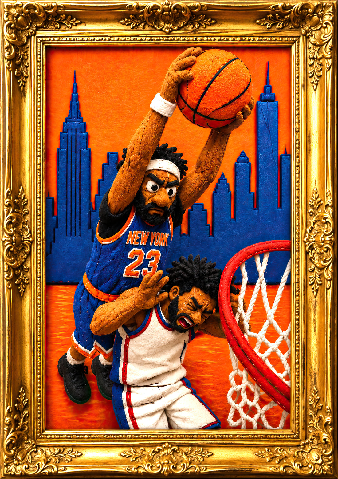 The Dunk 2.0 Vintage NYC Basketball Puppet Art Tee - Streetwear Loose Drop Shoulder T-Shirt