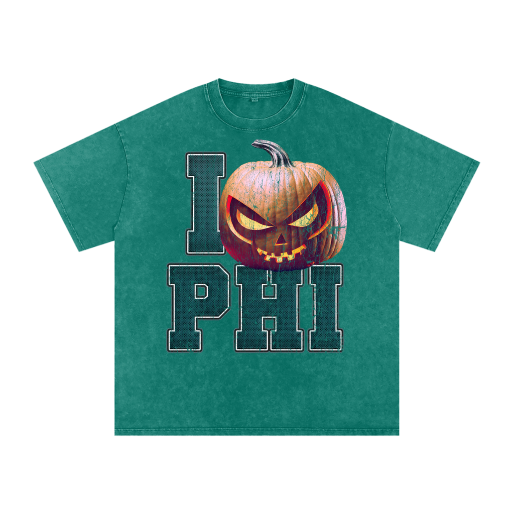 I PHI Pumpkin — Philadelphia Halloween Oversized Distressed Tee (90s Bootleg)