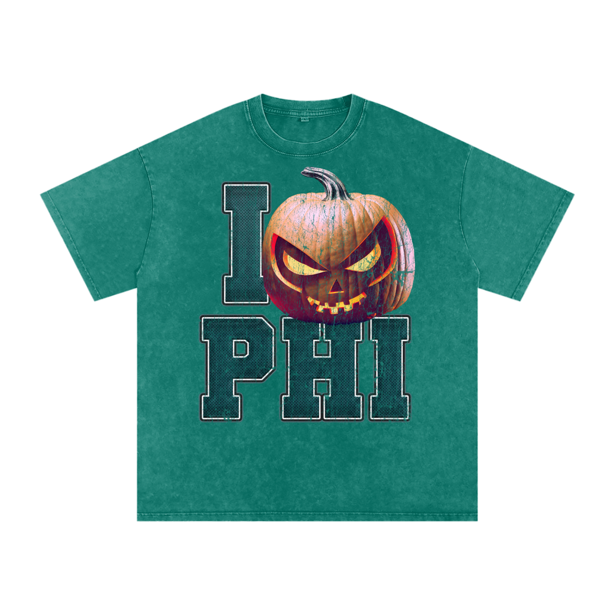 I PHI Pumpkin — Philadelphia Halloween Oversized Distressed Tee (90s Bootleg)