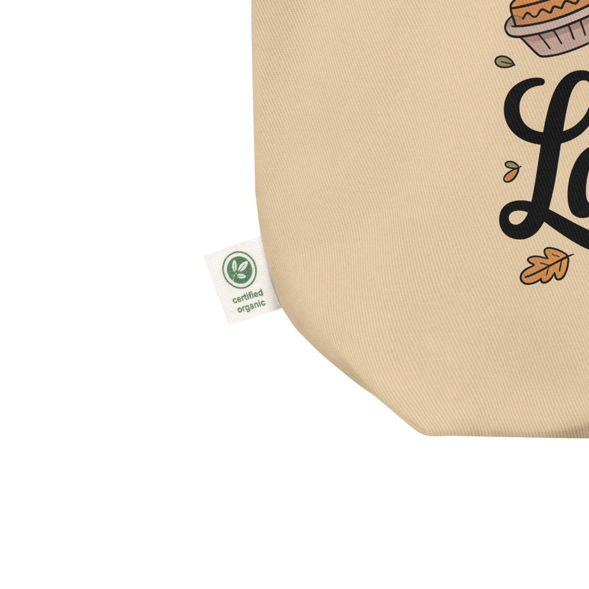 Back/detail view of Leftovers Are My Love Language – Eco Tote Bag (Oyster, Organic Cotton) bag