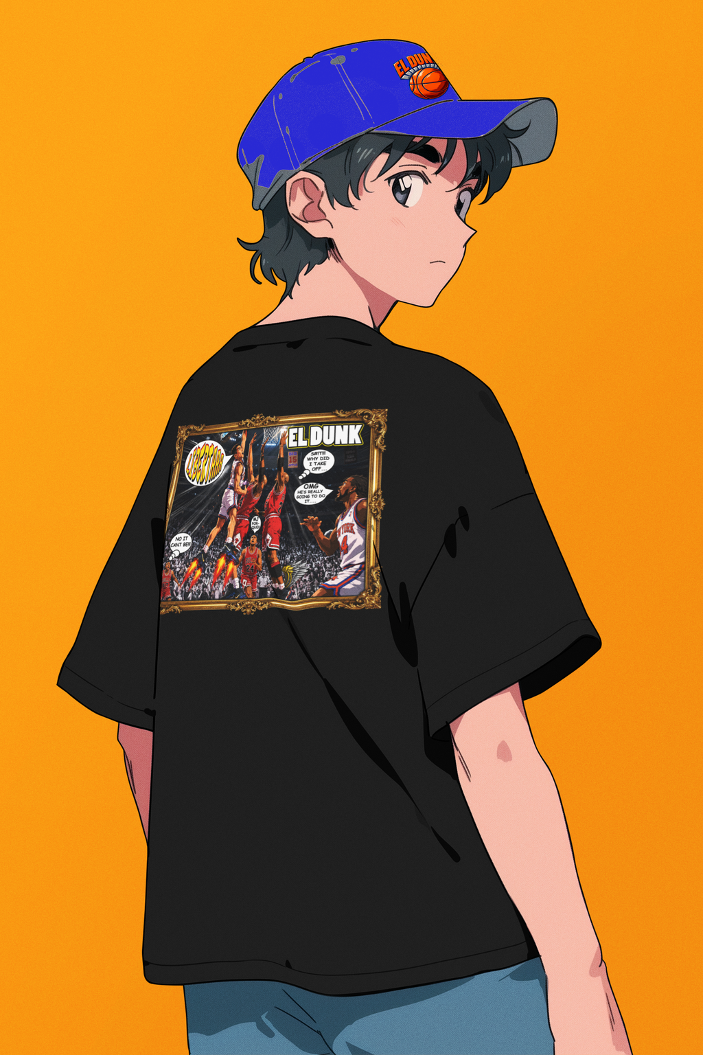 El Dunk (La Novela) Vintage NYC Basketball Anime Comic Tee - Streetwear Loose Drop Shoulder T-Shirt