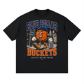 Front/product view of Blue Collar Buckets NYC Street Basketball graphic T-shirt