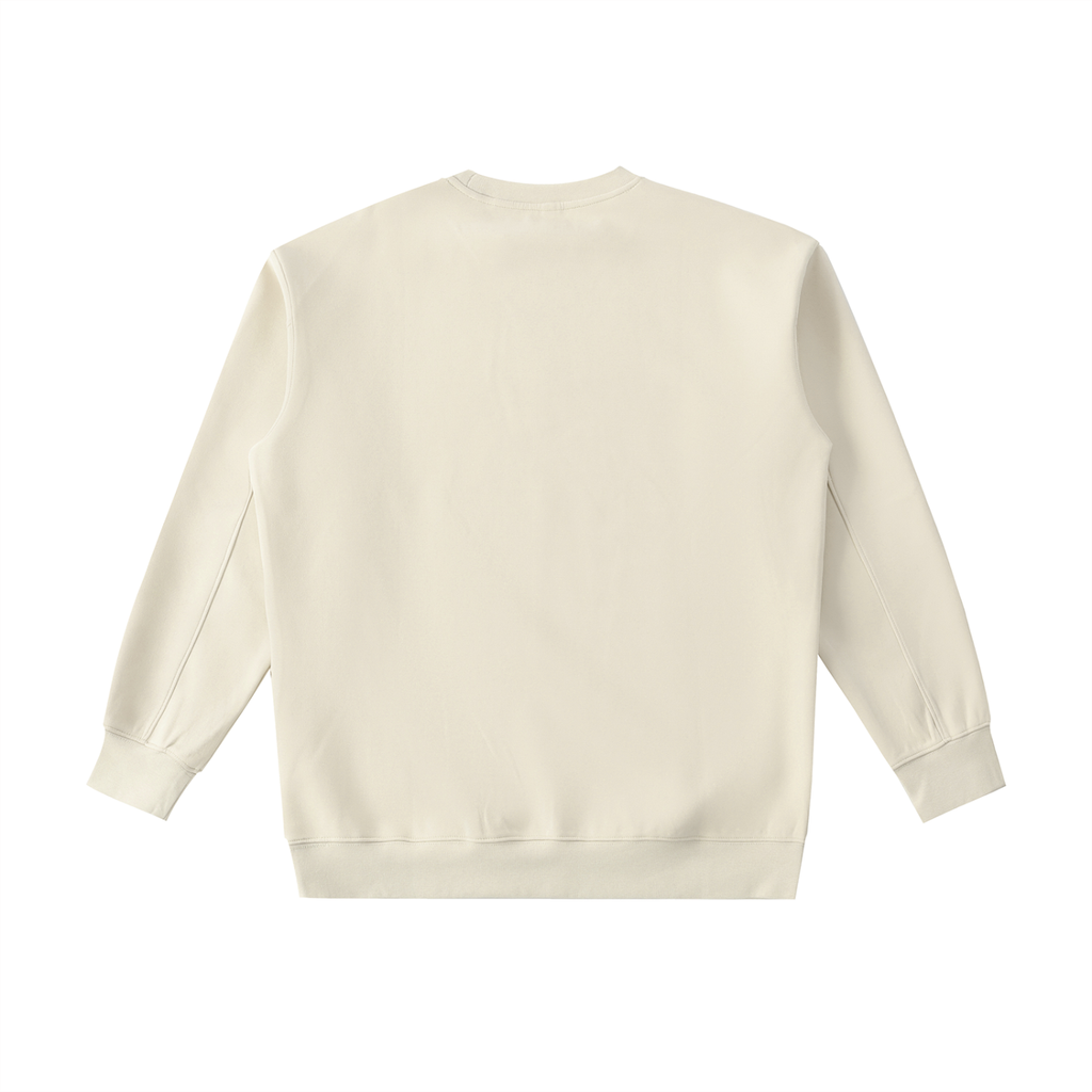 Back/detail view of She’s Mine Crewneck Sweatshirt — Cupid Arrow Point Aims graphic sweatshirt