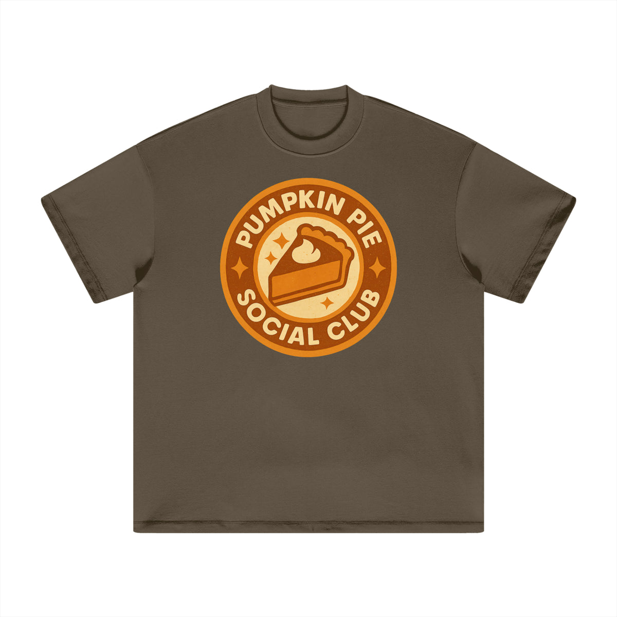 Back/detail view of Pumpkin Pie Social Club – Heavyweight Earth-Tone T-Shirt graphic T-shirt