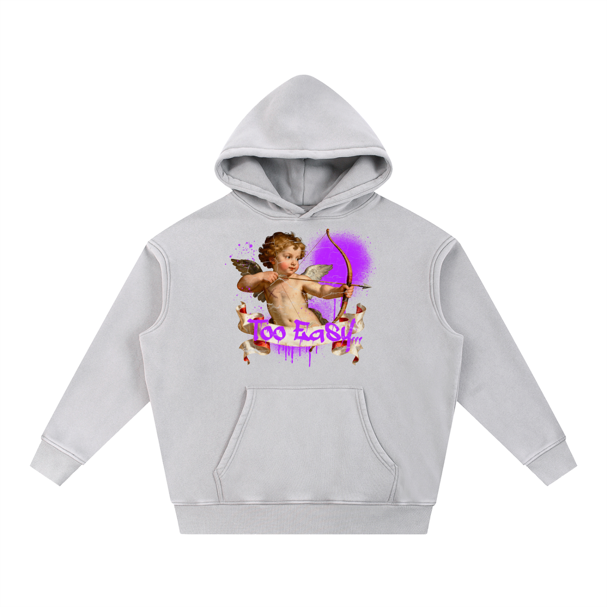Back/detail view of Too Easy — Cupid Tag Hoodie (Matching “Got ’Em” Available) graphic hoodie