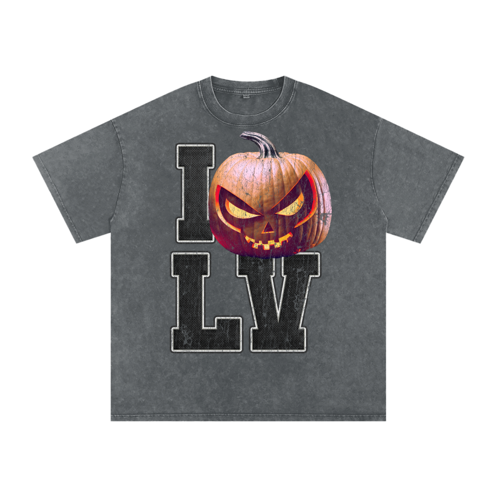 I LV Pumpkin — Las Vegas Halloween Oversized Distressed Tee (90s Bootleg)