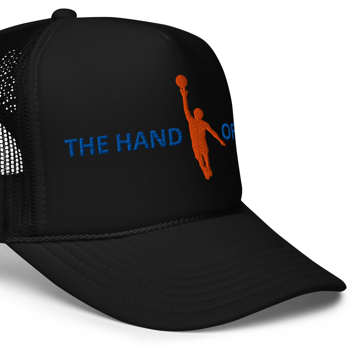 Back/detail view of The Hand of OG (God) Foam Trucker Hat hat