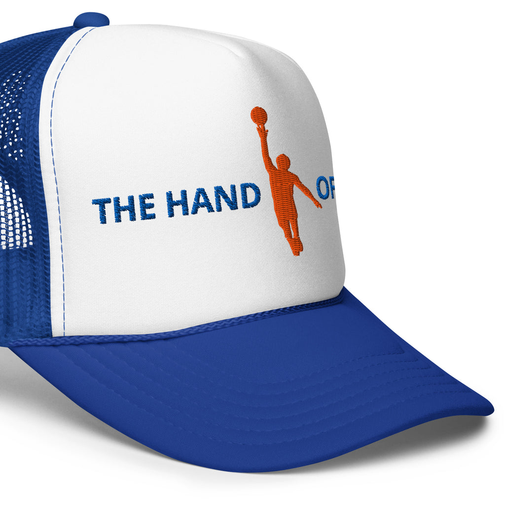 Back/detail view of The Hand of OG (God) Foam Trucker Hat hat