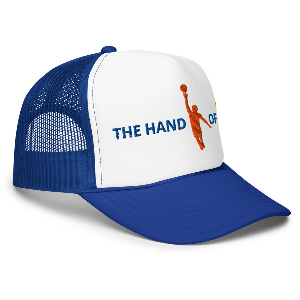 Back/detail view of The Hand of OG (God) Foam Trucker Hat hat