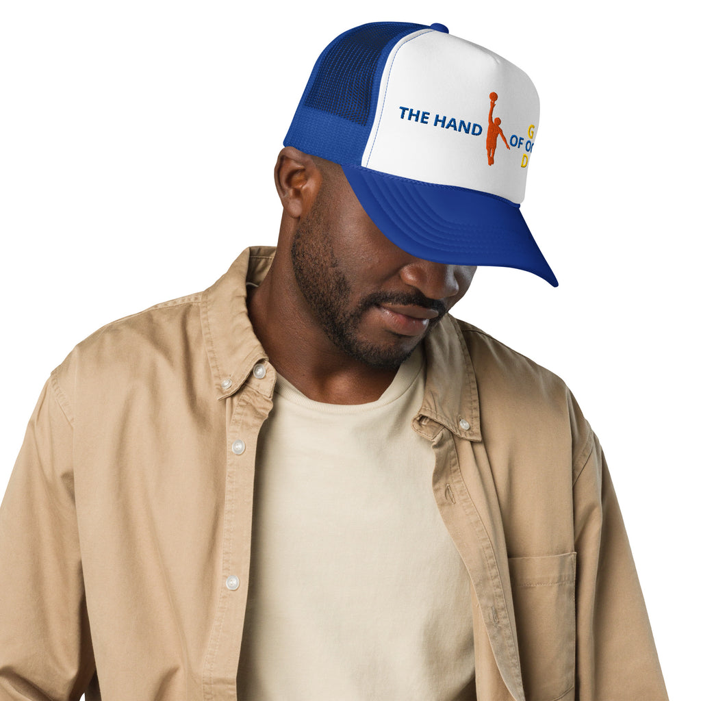 Back/detail view of The Hand of OG (God) Foam Trucker Hat hat