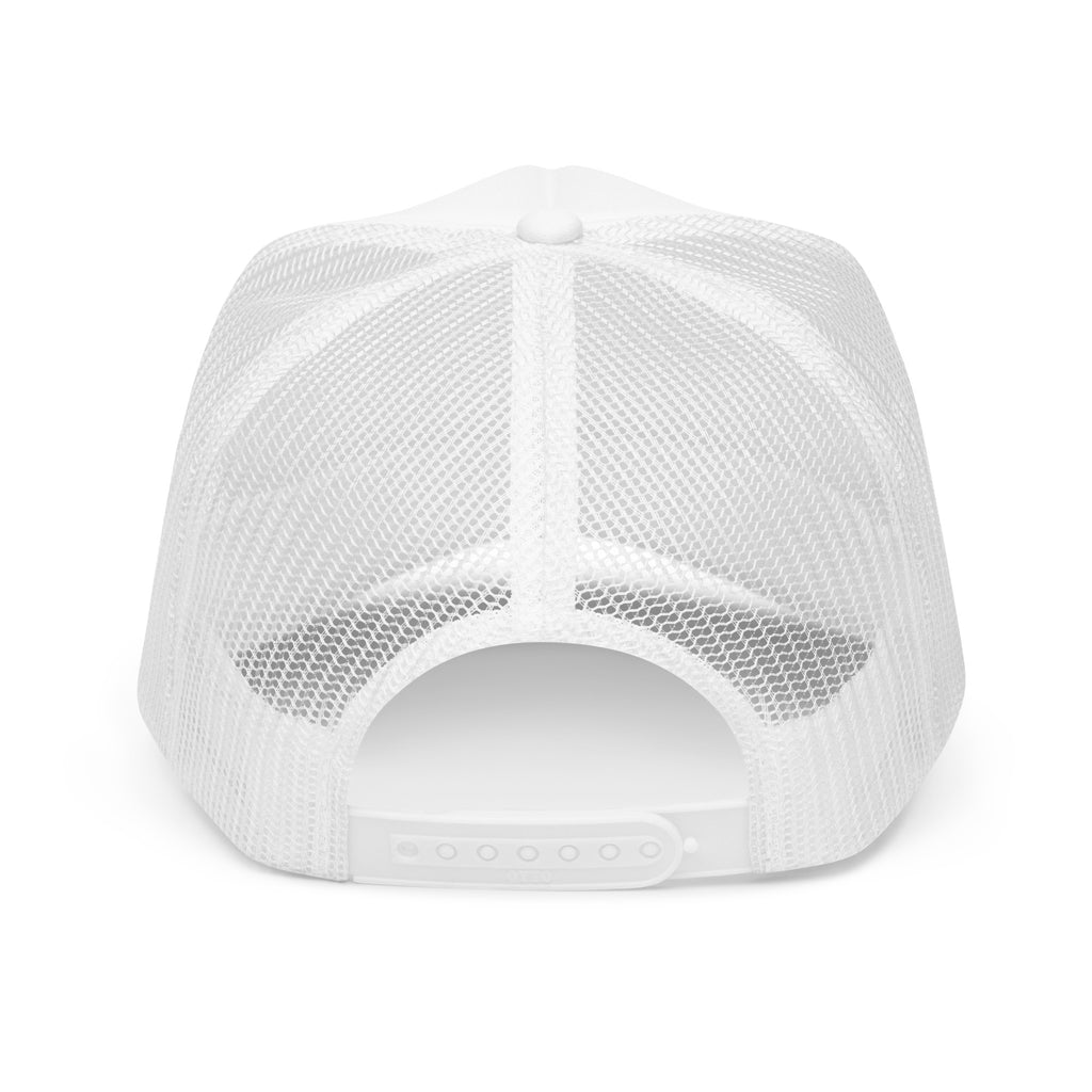 Back/detail view of Hand of OG Angels Above Foam Trucker Hat hat