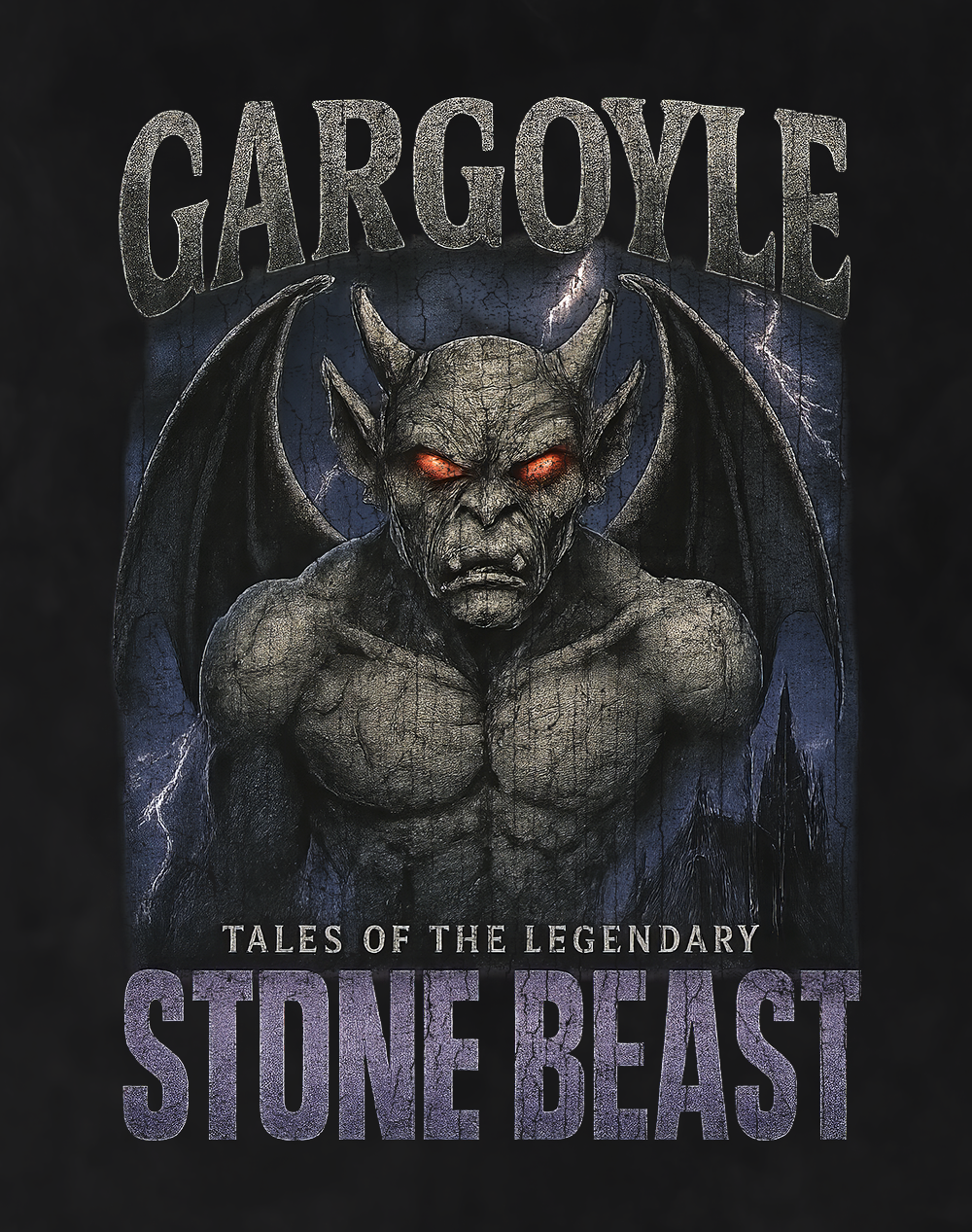 Back/detail view of Gargoyle 90s Bootleg Vintage Oversized T-Shirt graphic T-shirt