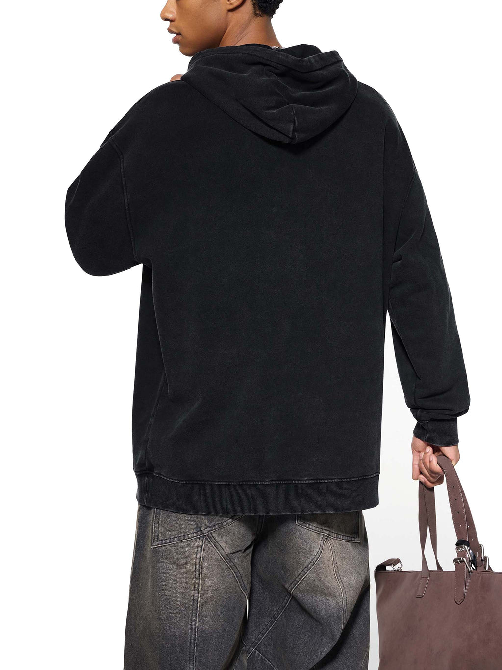 Back/detail view of Clause Hard Seltzer – Snow Washed Oversized Cotton Hoodie (Front & graphic hoodie