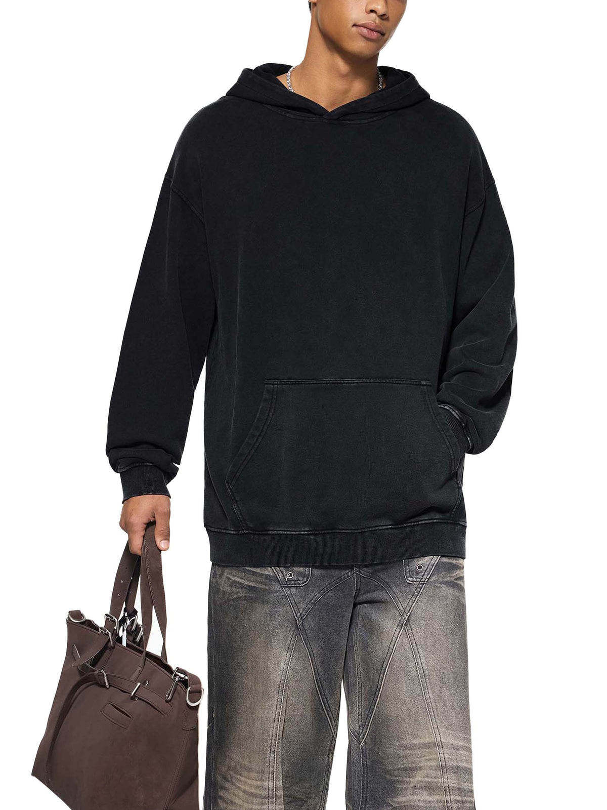 Back/detail view of Clause Hard Seltzer – Snow Washed Oversized Cotton Hoodie (Front & graphic hoodie