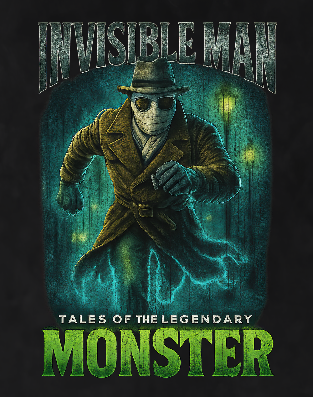 Back/detail view of Invisible Man 90s Bootleg Vintage Oversized T-Shirt graphic T-shirt