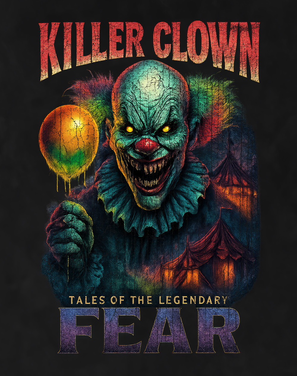 Back/detail view of Killer Clown 90s Bootleg Vintage Oversized T-Shirt graphic T-shirt