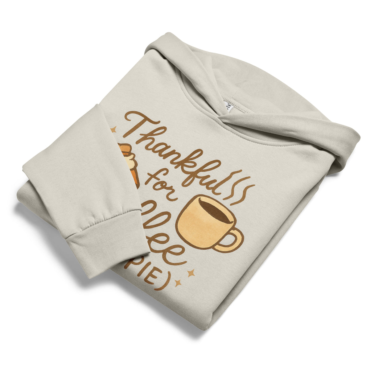 Back/detail view of Thankful for Coffee (and Pie) – Urban Garment-Dyed Hoodie (Oversized) graphic hoodie