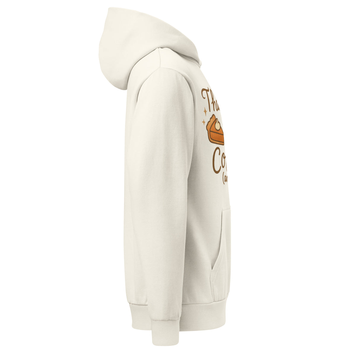 Back/detail view of Thankful for Coffee (and Pie) – Urban Garment-Dyed Hoodie (Oversized) graphic hoodie