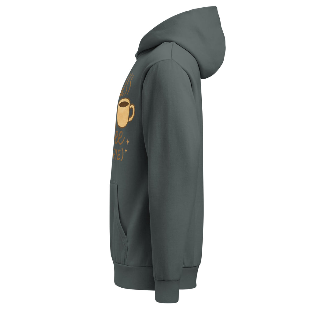 Back/detail view of Thankful for Coffee (and Pie) – Urban Garment-Dyed Hoodie (Oversized) graphic hoodie