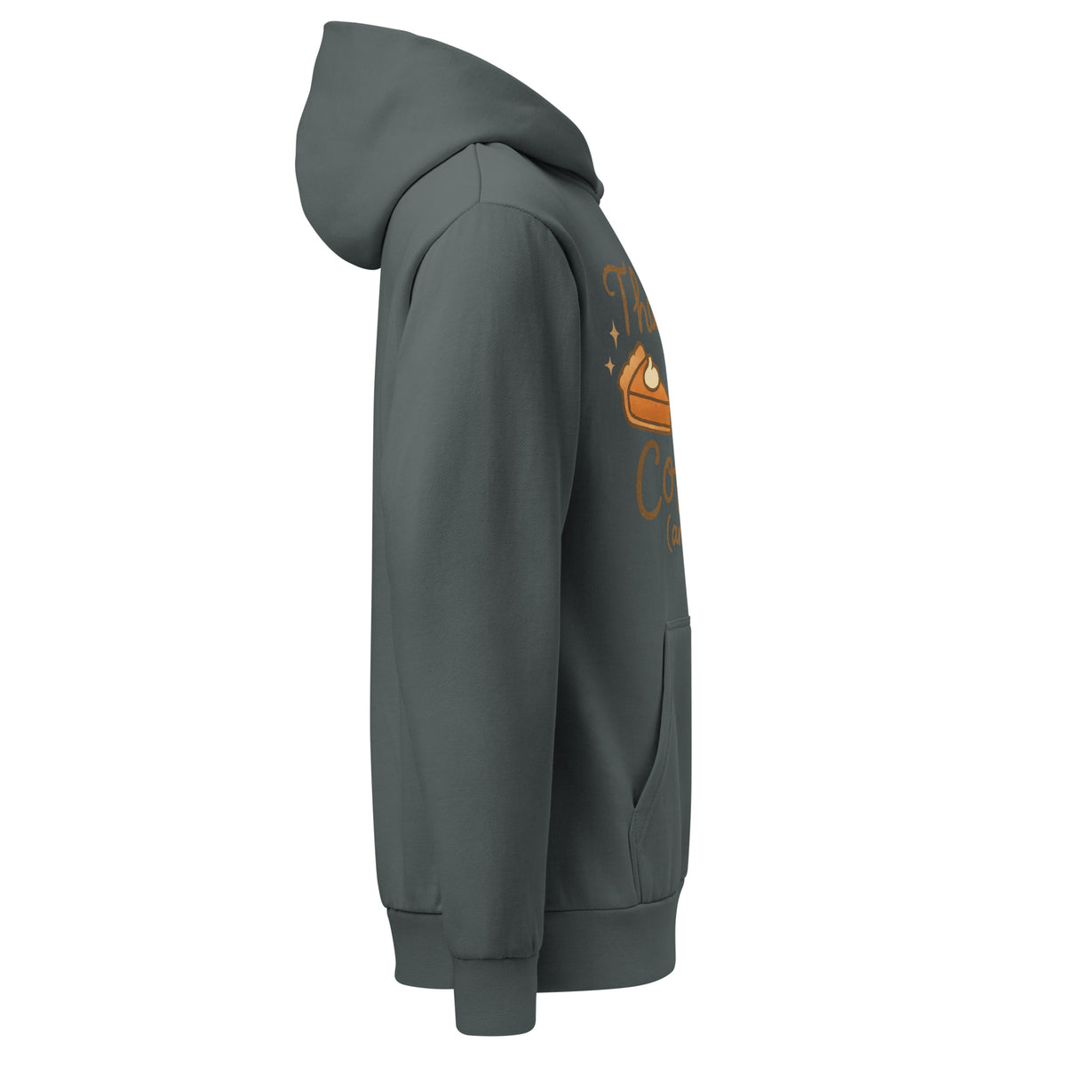 Back/detail view of Thankful for Coffee (and Pie) – Urban Garment-Dyed Hoodie (Oversized) graphic hoodie