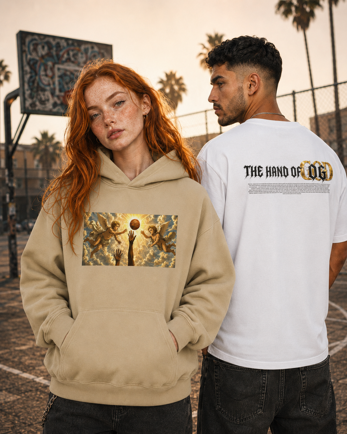 The Hand of OG Heavenly Anime Art Unisex Oversized Cotton T-Shirt