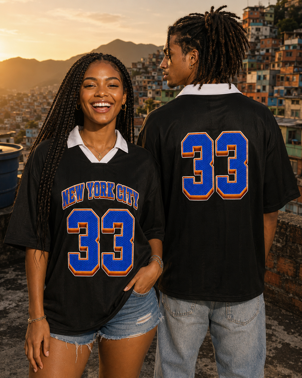 New York City 33 Basketball - Unisex Striped Boxy Soccer Jersey